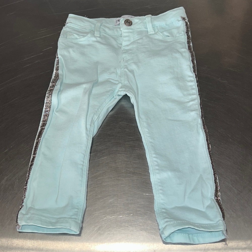 ZARA Baby Bling Stretch Jeans in Light Blue Wash